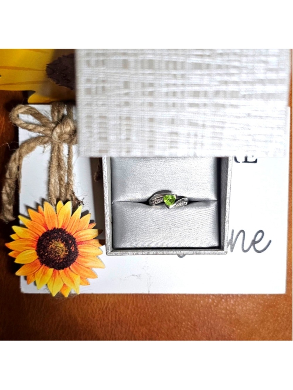 Elegant Peridot and White Sapphire Ring